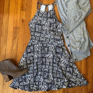 Stretchy Aztec Print Halter Dress sz M